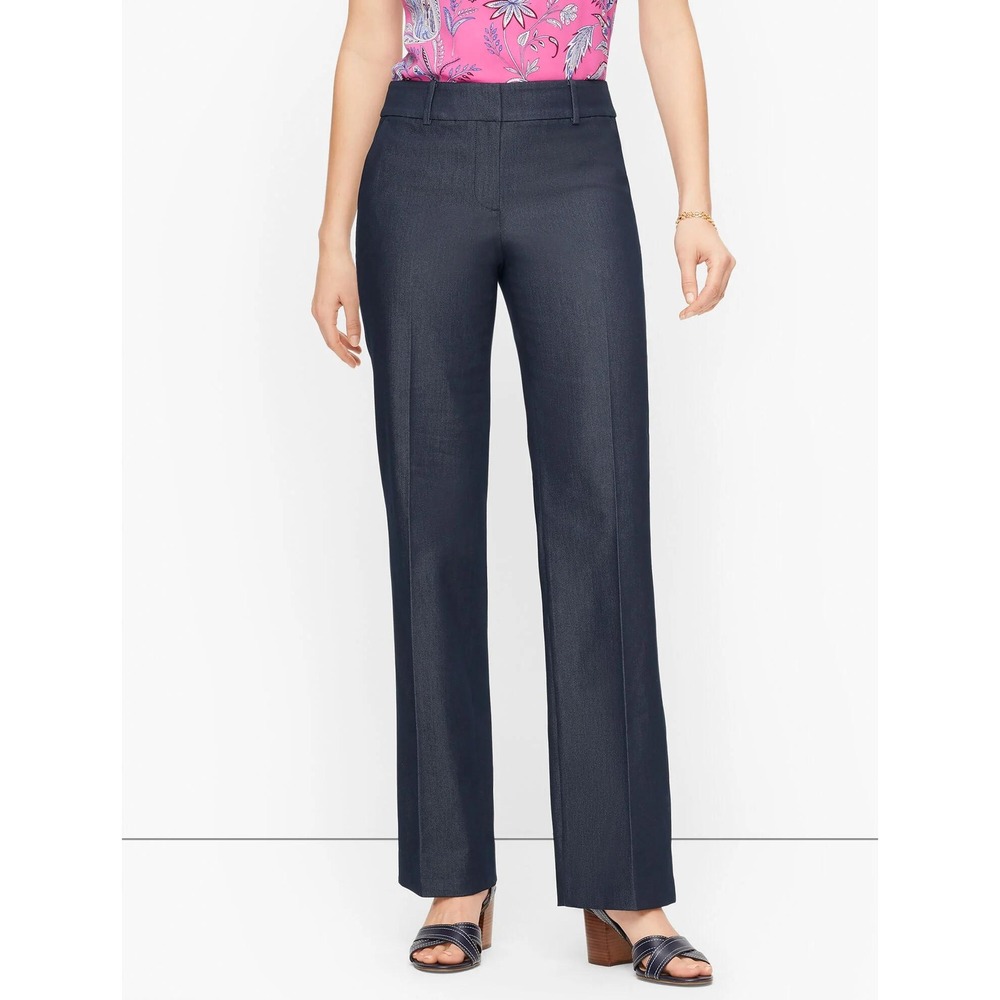 Talbots Newport Pant 4 Dark Indigo Blue Polished Denim Straight Leg Trousers